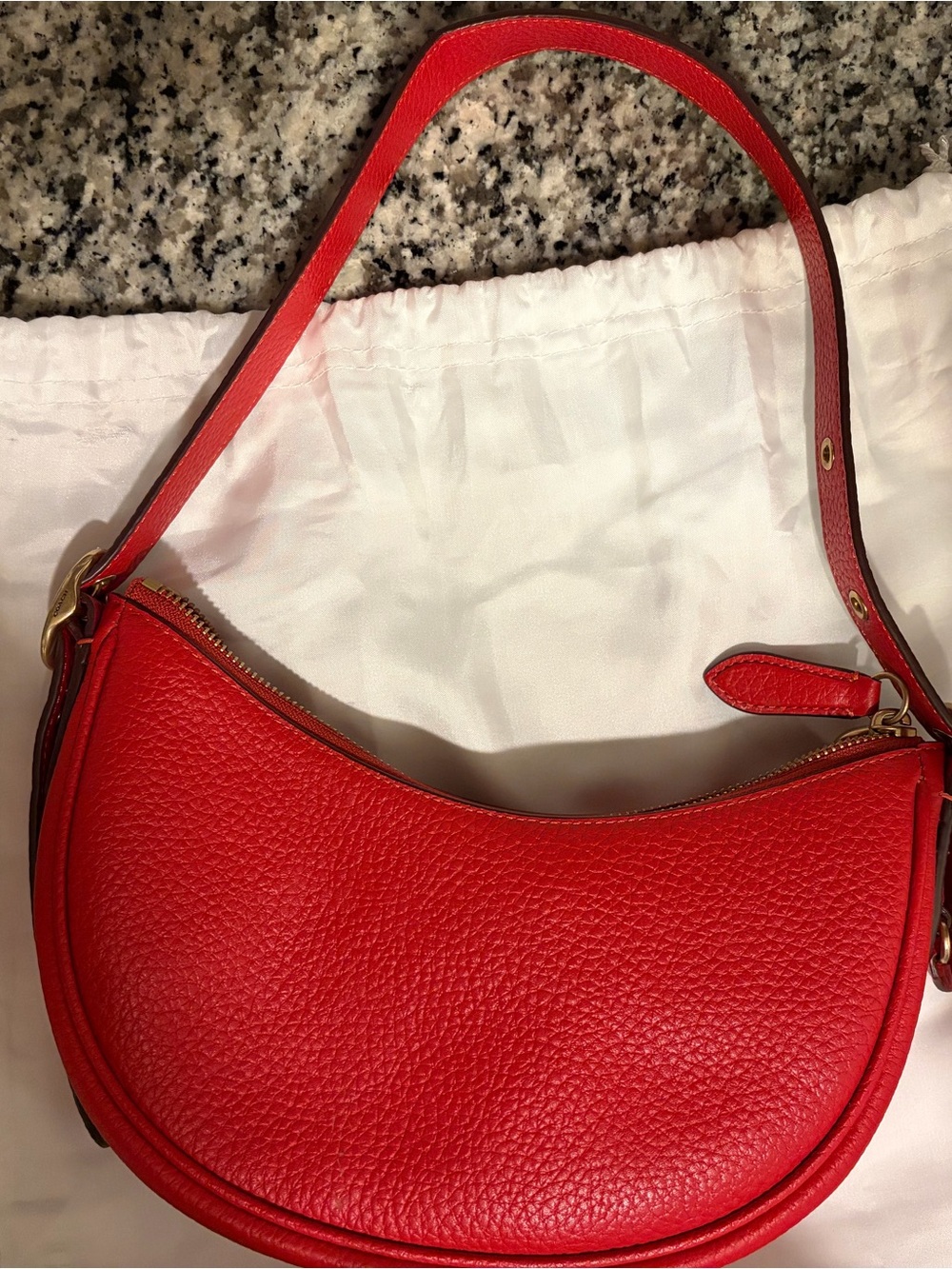 Coach Red Pebbled Leather Crescent Shoulder Bag - Picture 9 of 10
